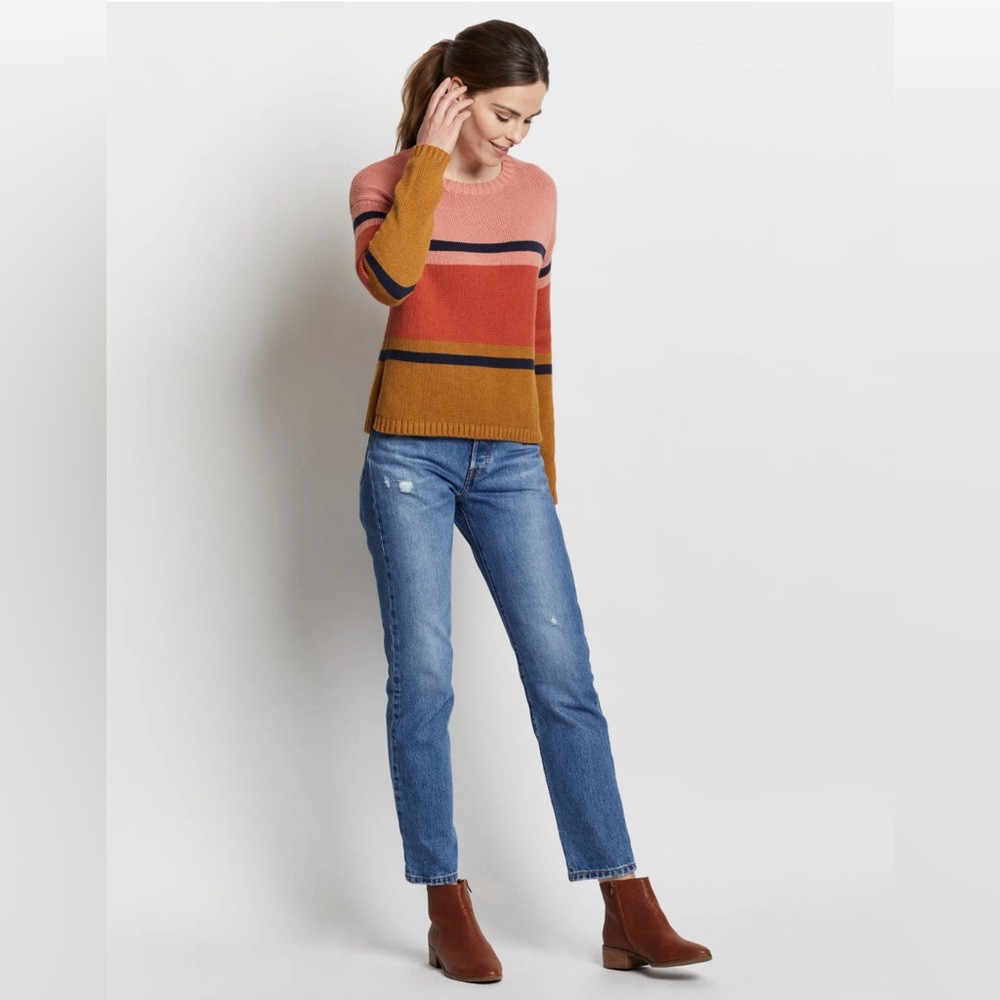 Pendleton Women’s Relaxed-fit Stripe Pullover Sweater Pink Tan Size M NWT - Picture 3 of 8